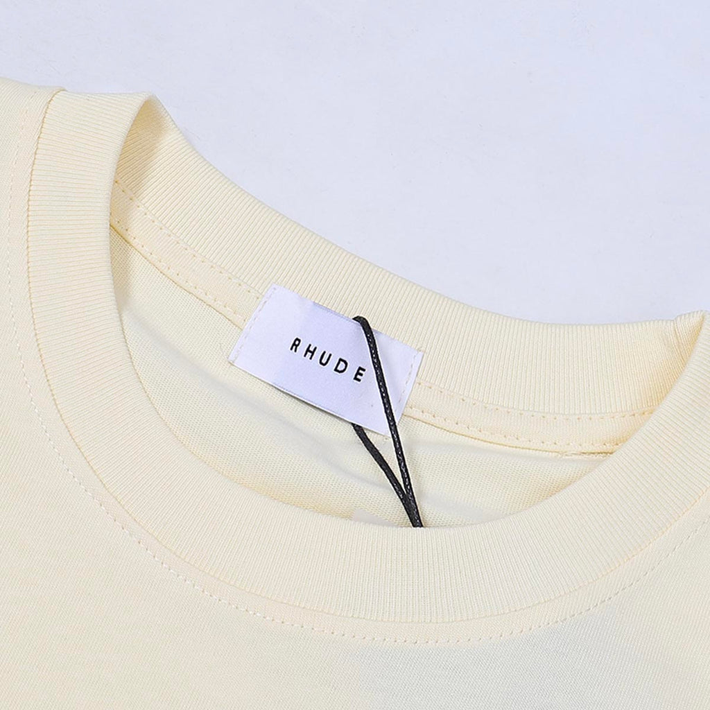 Rhude T-shirts Sunday Morning Fever Pink Arrow Print Men's and Women's Crew Neck Short Sleeves